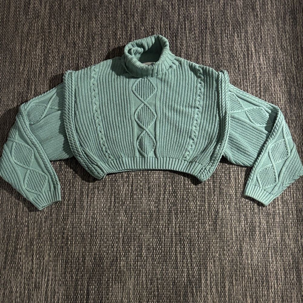 Anthropologie Mable turtle neck cable knit crop sweater